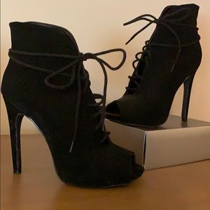 Black peep toe ankle booties